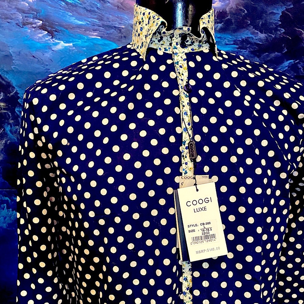 COOGI LUXE Navy and Floral button down